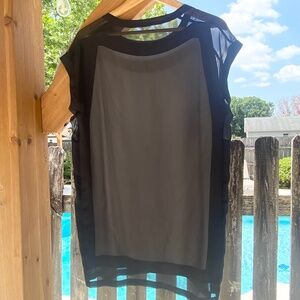100% Silk Little Black Mini Dress by All Saints Short-Sleeve Lined UK-12